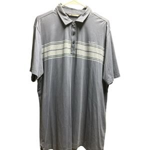 XL Travis Mathew Men's Dark Blue Striped Polo Shirt Collared Short Sleeve